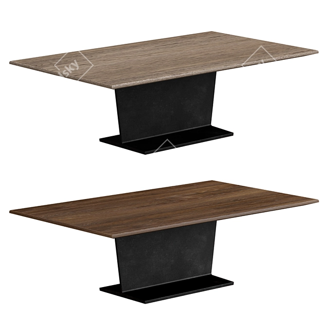 Sleek Metal I-Beam Coffee Table 3D model image 1