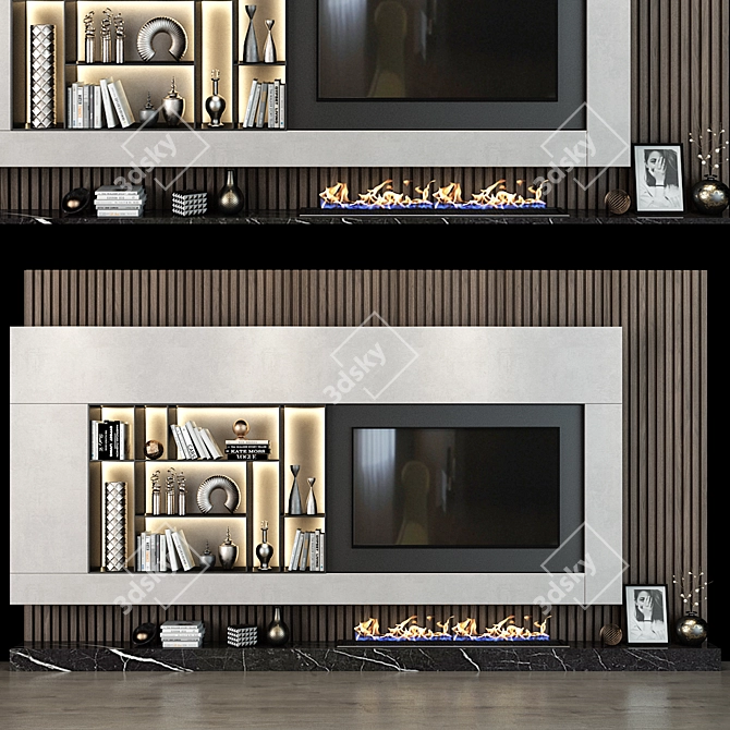 Sleek TV Shelf 0293: Stylish Storage Solution 3D model image 1