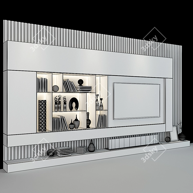 Sleek TV Shelf 0293: Stylish Storage Solution 3D model image 3