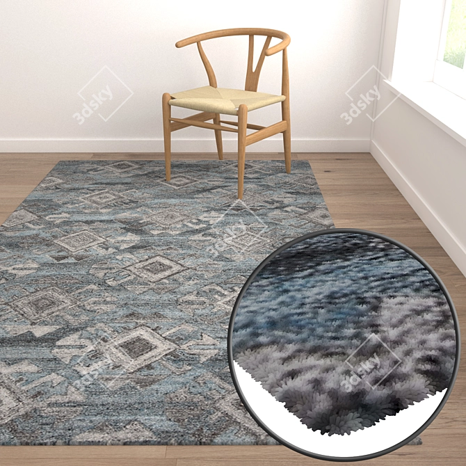 Versatile 3-Piece Carpet Set 3D model image 5