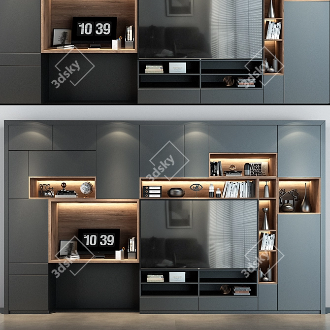 Elegant Wood Cabinet 095 3D model image 1