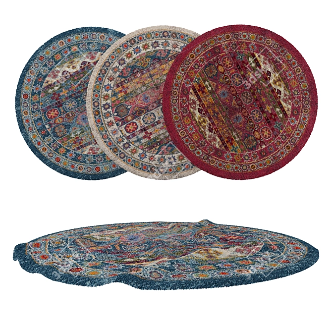 Round Carpets Set: Versatile and Vibrant 3D model image 1