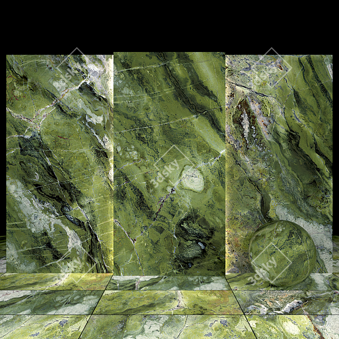 Shimmering Green Marble Slabs 3D model image 2