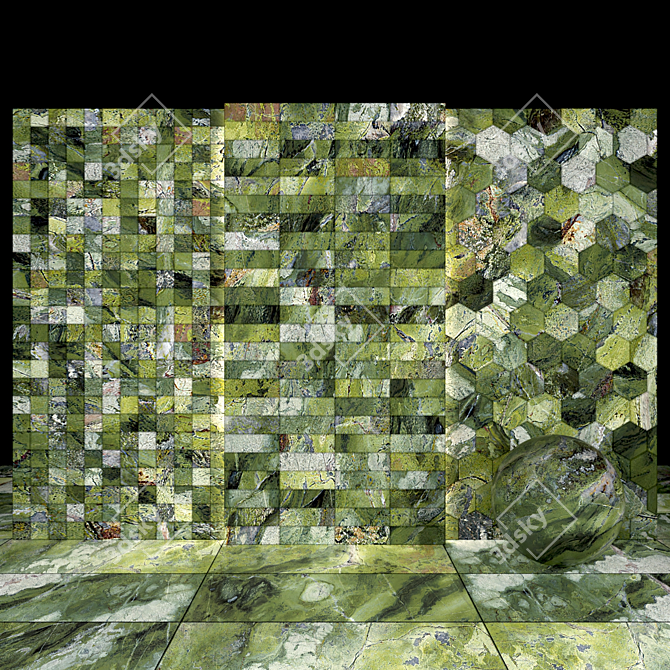 Shimmering Green Marble Slabs 3D model image 3