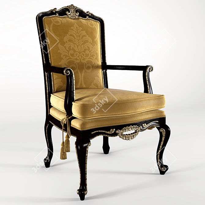 Elegant Beech Wood Armchair 3D model image 1