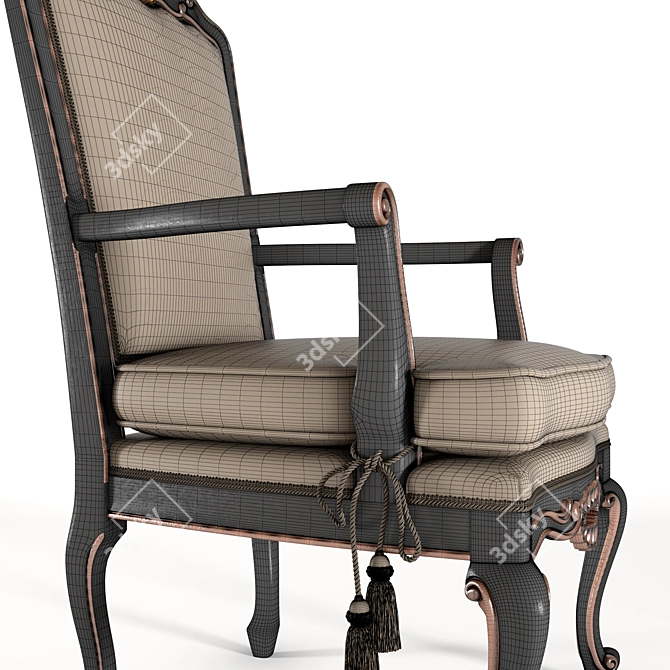 Elegant Beech Wood Armchair 3D model image 3