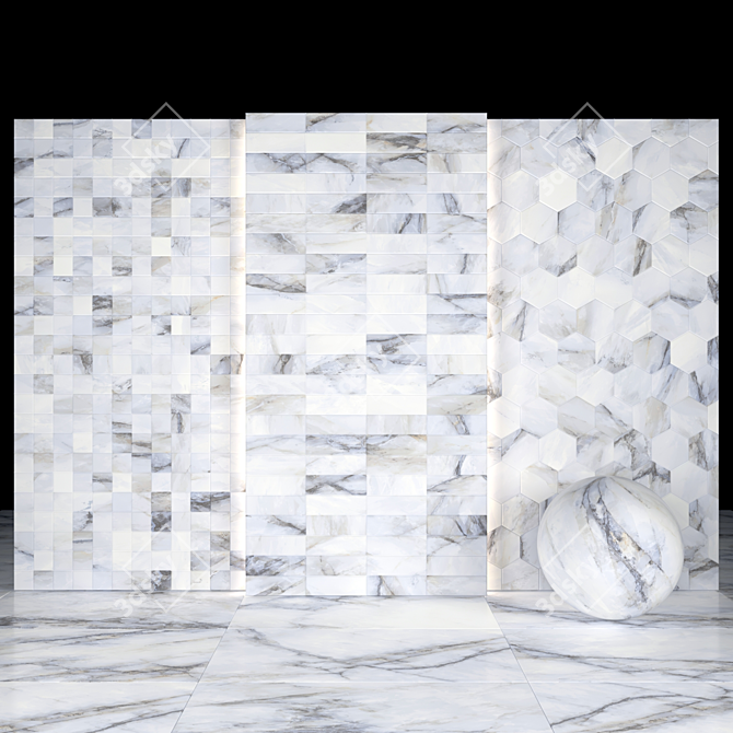 Elegant White Crystal Marble Slabs 3D model image 3