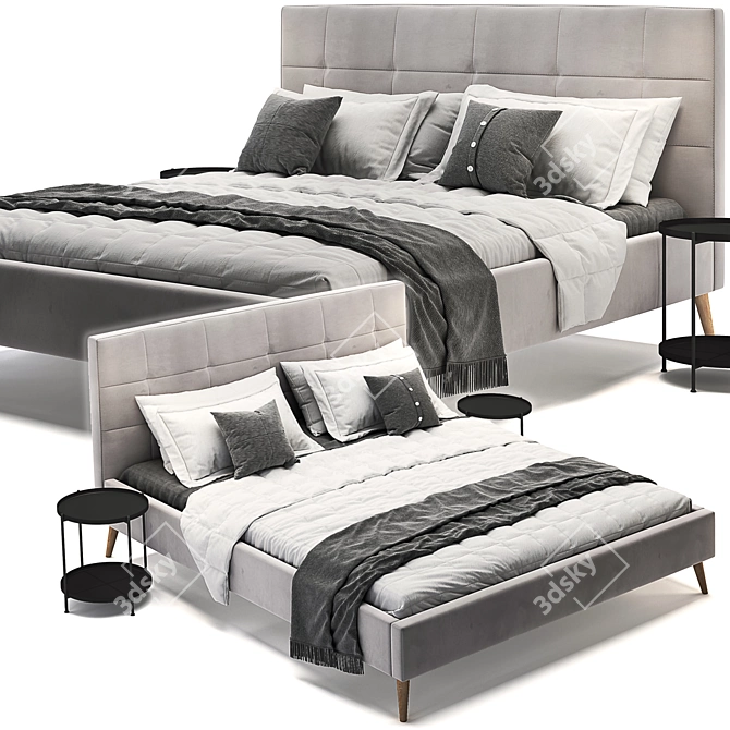 Elegant Highbury Grey Bed 3D model image 5