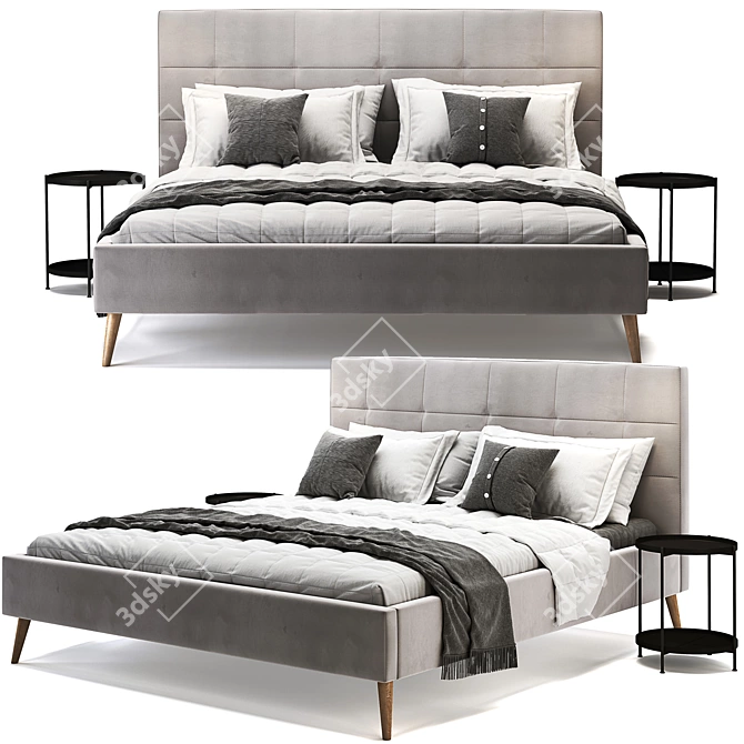 Elegant Highbury Grey Bed 3D model image 6