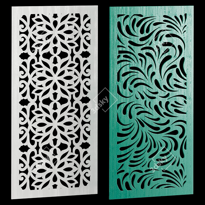 Decorative Carved Panels Set 3D model image 3