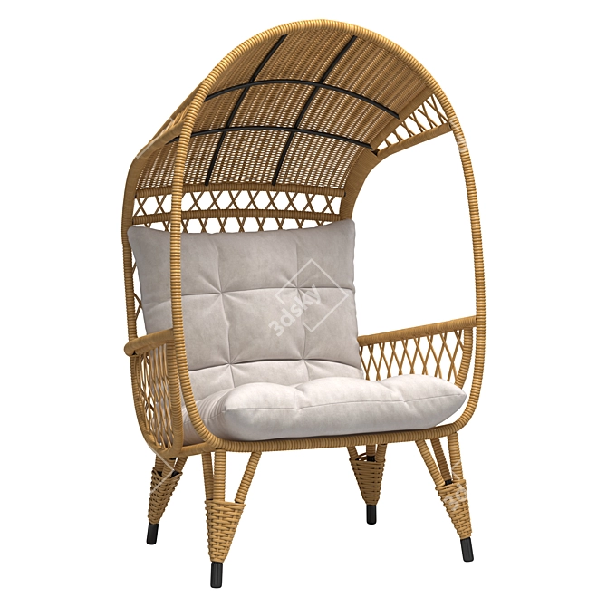 Molly Outdoor Basket Chair: Handmade Wicker & Metal Frame 3D model image 1