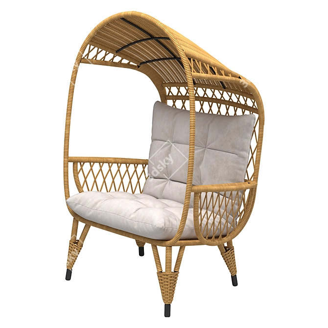 Molly Outdoor Basket Chair: Handmade Wicker & Metal Frame 3D model image 2