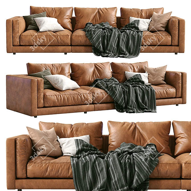 Luxury Flexform Leather Sofa LUCIEN 3D model image 1