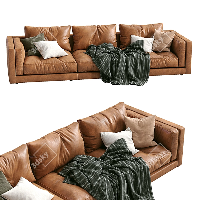 Luxury Flexform Leather Sofa LUCIEN 3D model image 2