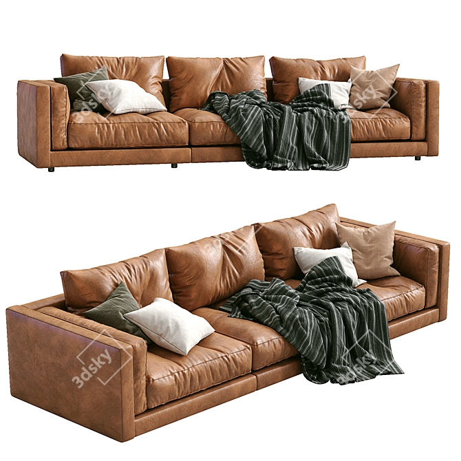 Luxury Flexform Leather Sofa LUCIEN 3D model image 3