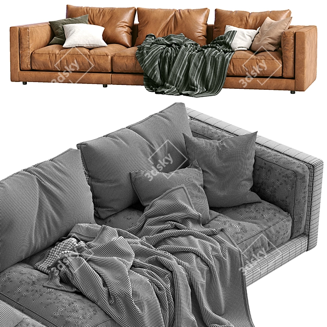 Luxury Flexform Leather Sofa LUCIEN 3D model image 5