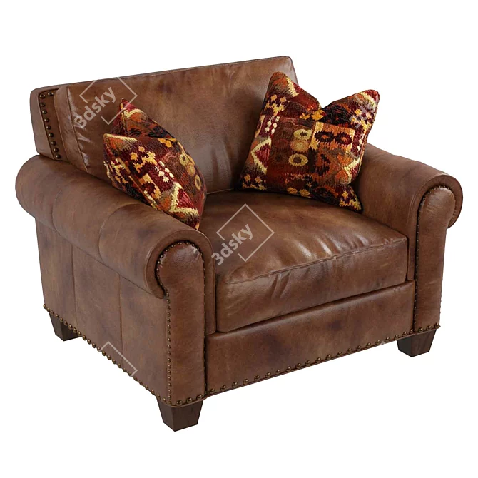Silverado Caramel Brown Leather Chair 3D model image 1