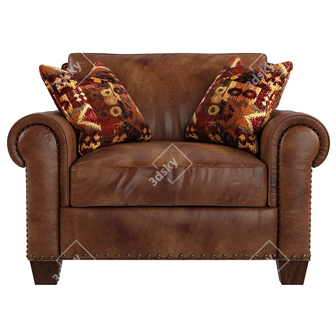 Silverado Caramel Brown Leather Chair 3D model image 3