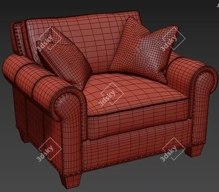 Silverado Caramel Brown Leather Chair 3D model image 5