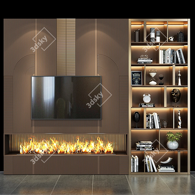 Modern TV Wall Set 3D model image 4