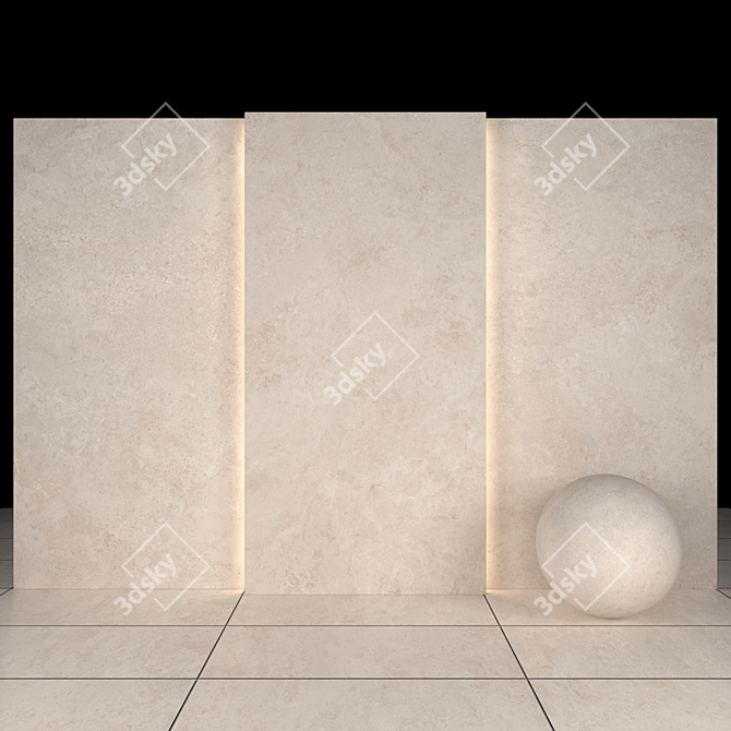 Lustrous Lava Beige Stone Slabs & Tiles 3D model image 2