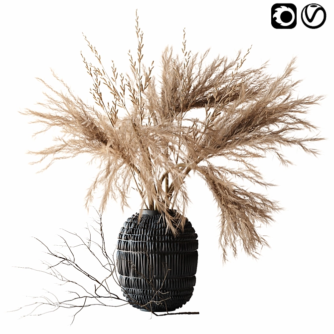 Elegant Brown Pampas set for 3D Design 3D model image 1