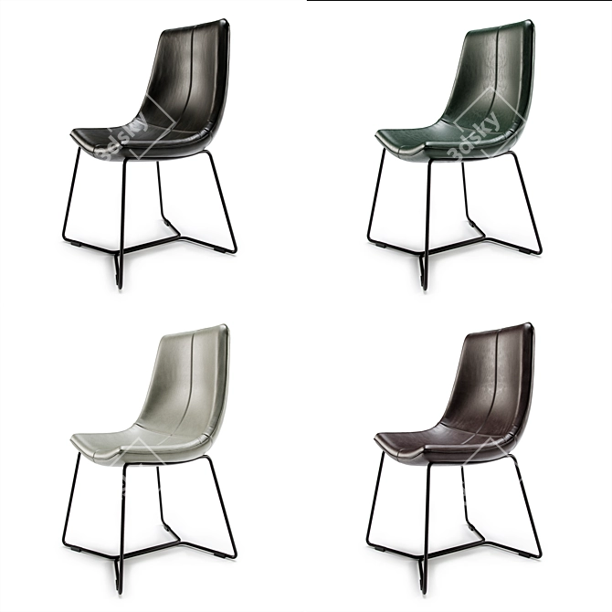 Sleek Modern Dining Chair 3D model image 4