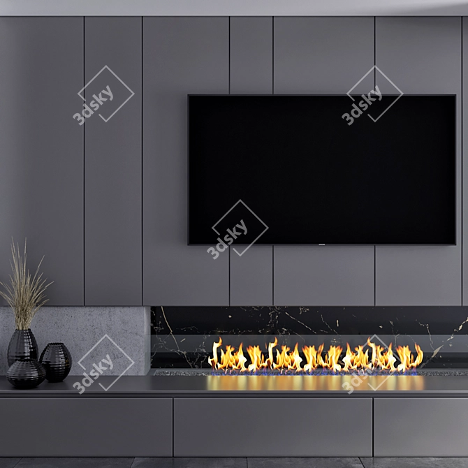 Contemporary TV Stand: 289cm H x 500cm W x 50cm L 3D model image 3