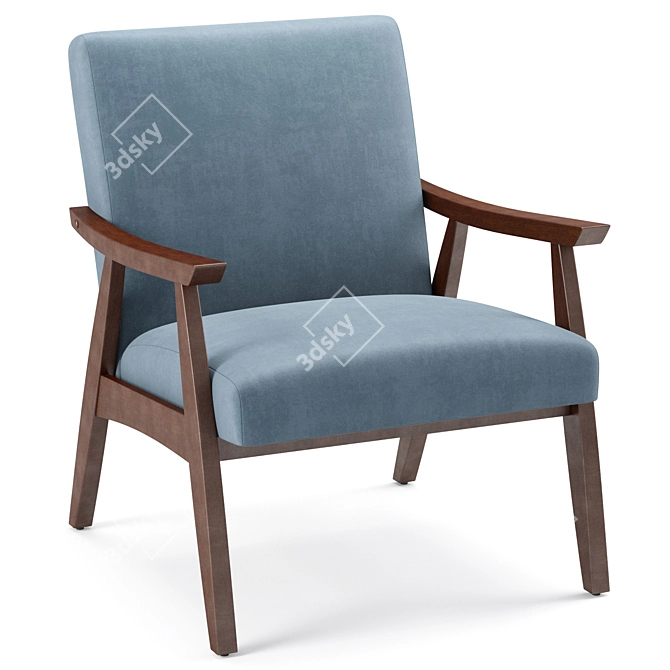 Elegant Linen Mid Century Chair 3D model image 2