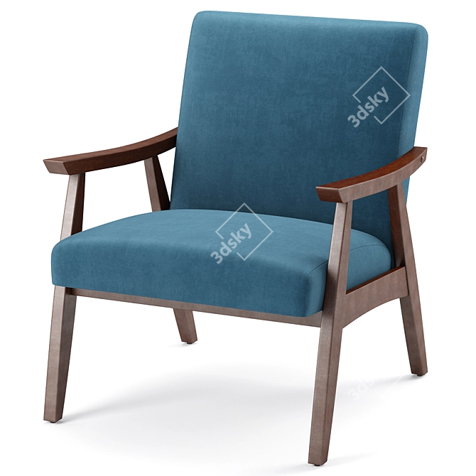 Elegant Linen Mid Century Chair 3D model image 3