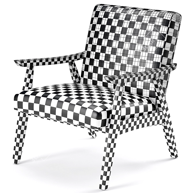 Elegant Linen Mid Century Chair 3D model image 4