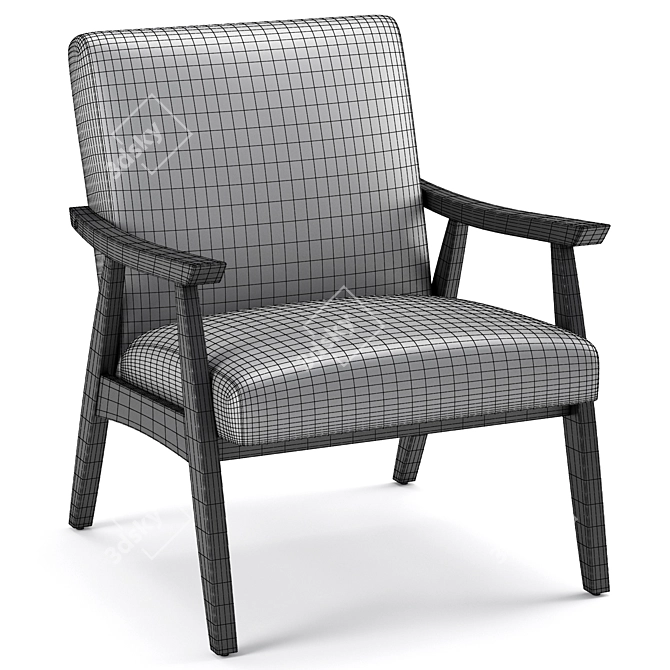 Elegant Linen Mid Century Chair 3D model image 5