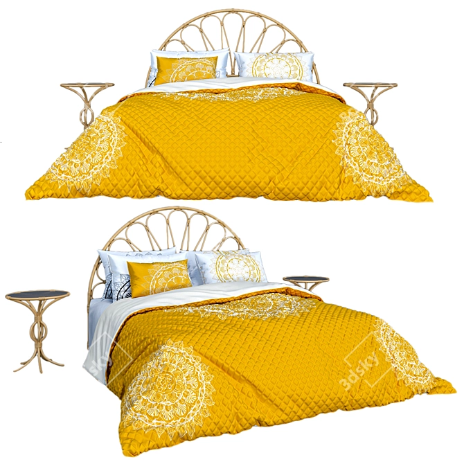 Scandinavian Elegance: Sleek Modern Bed 3D model image 1