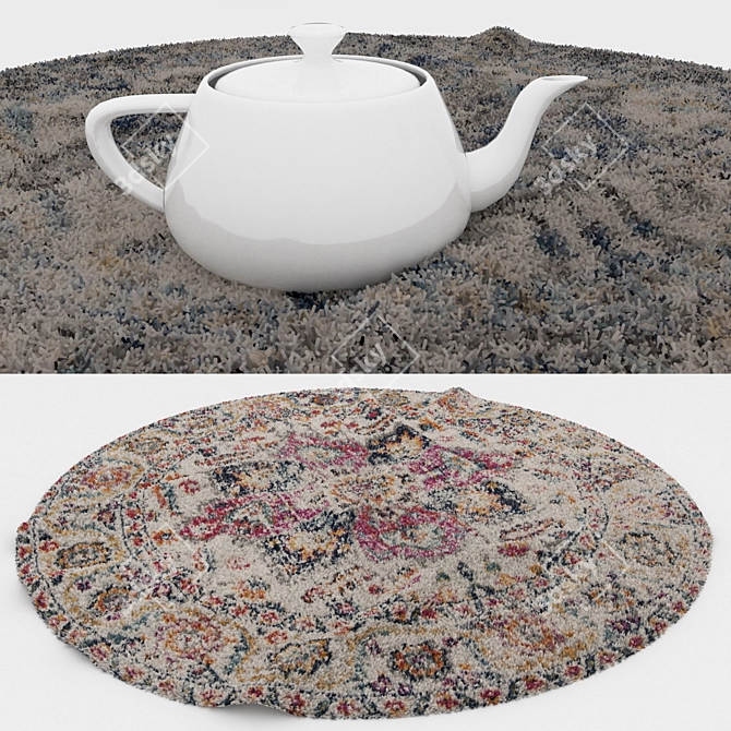 6-Piece Round Carpet Set - Versatile Designs for VRay and Corona 3D model image 3