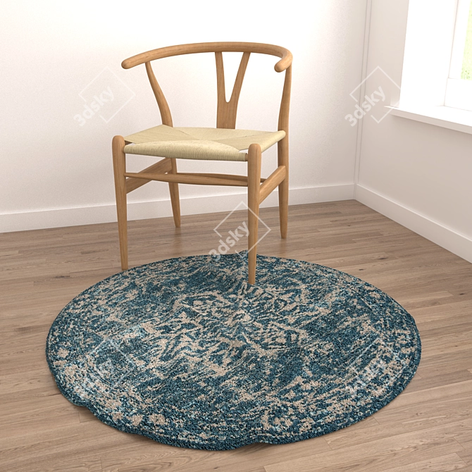 6-Piece Round Carpet Set - Versatile Designs for VRay and Corona 3D model image 4