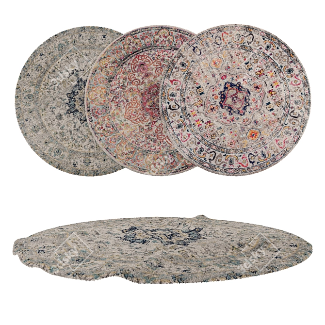 Round Carpets Set - 6-Piece Collection with Various Render Options 3D model image 1