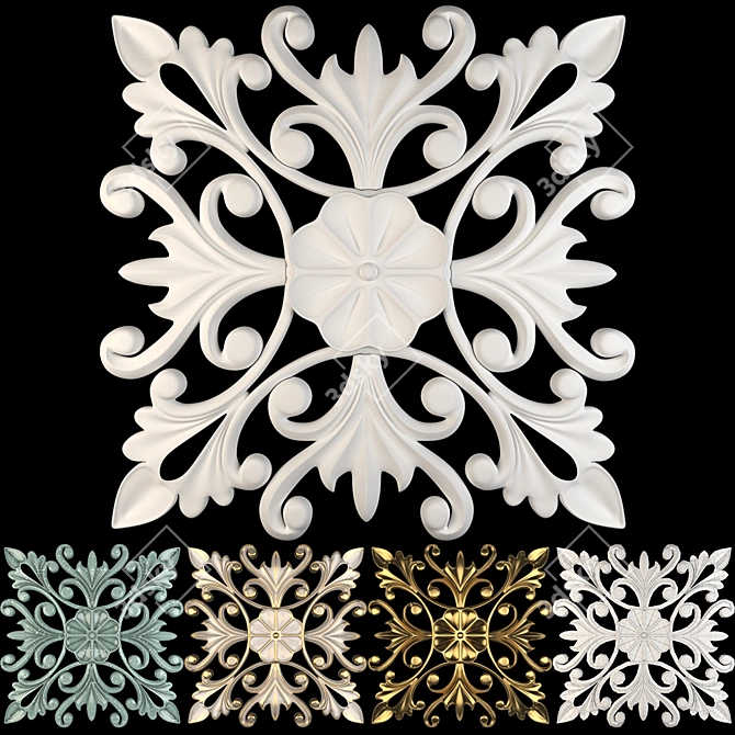Elegant Wall Rosettes for Decor 3D model image 1