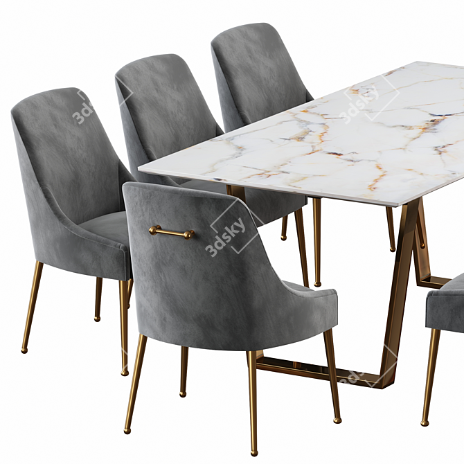 Velvet Elowen Chair and Malulani Dining Table Set 3D model image 2