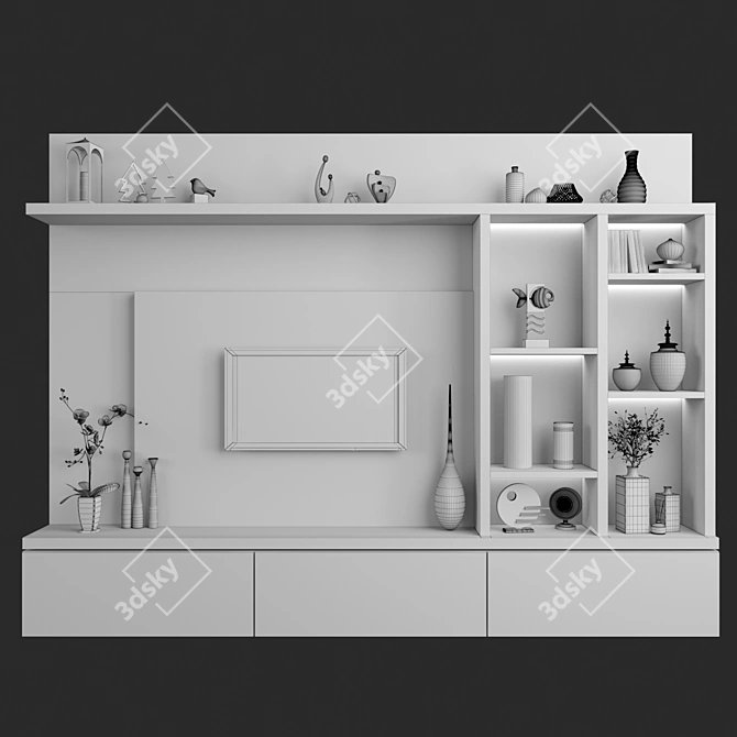 Versatile TV Wall Unit 3D model image 5