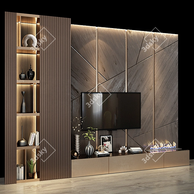 Stylish TV Shelf with Sleek Design 3D model image 2