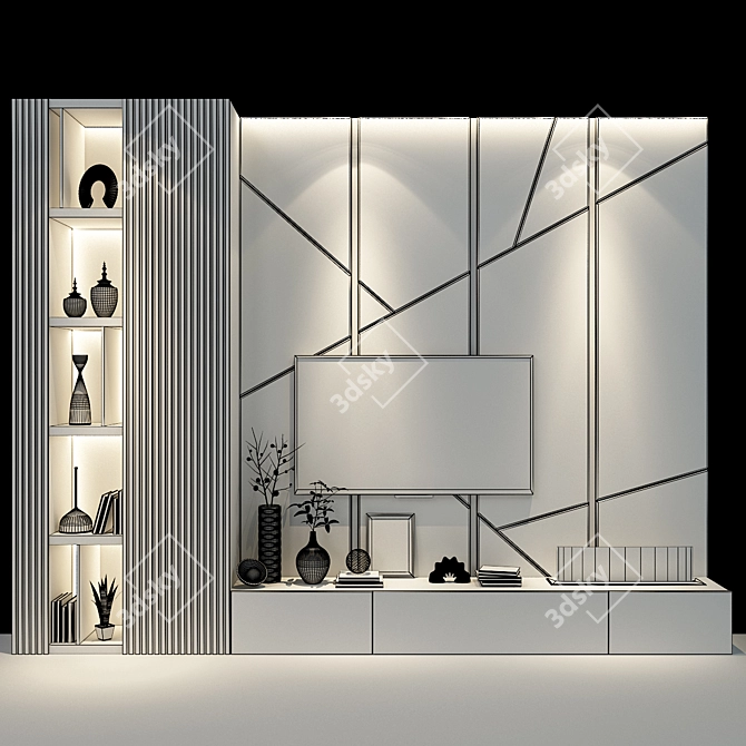 Stylish TV Shelf with Sleek Design 3D model image 3