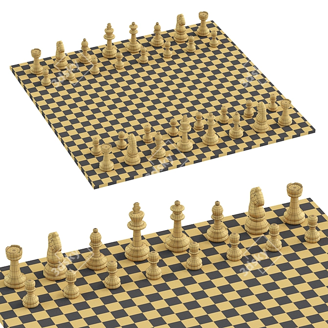 Luxury Chess Set | Stylish Design 3D model image 5