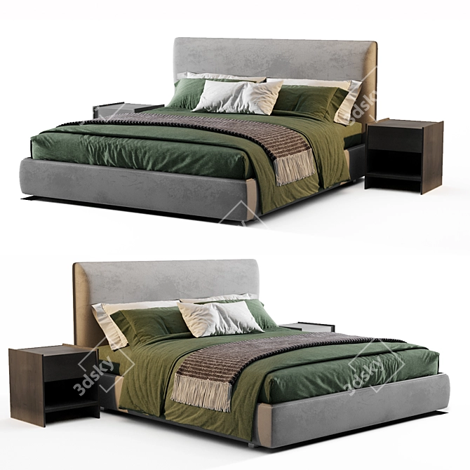 Elegant Molteni Ribbon Bed 3D model image 1