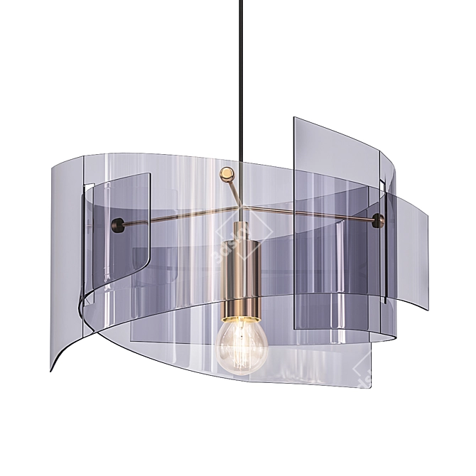 Suspended Glass Panel Pendant Light 3D model image 1