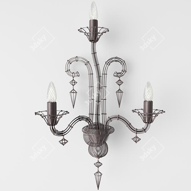 Elegant Wire Chandelier Wall Light 3D model image 3