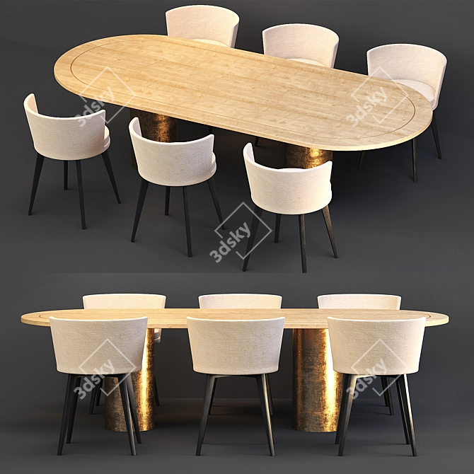 Elegant Dining Set - Modern Design 3D model image 1