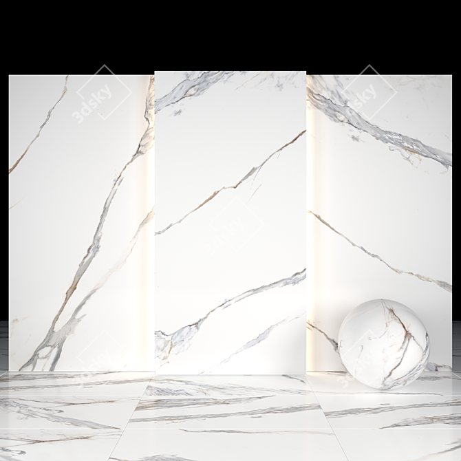 Elegant Kritios White Marble Slabs 3D model image 2