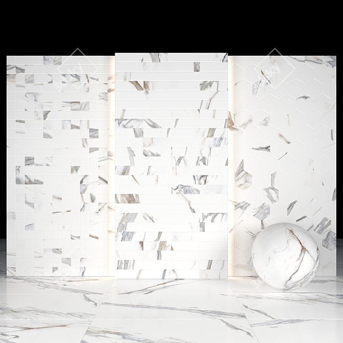 Elegant Kritios White Marble Slabs 3D model image 3