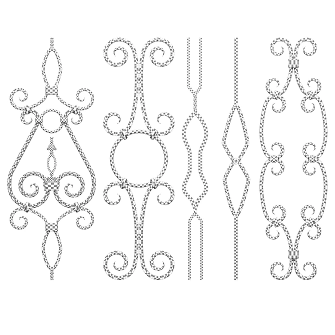 Elegant Wrought Iron Panel No.08 3D model image 2