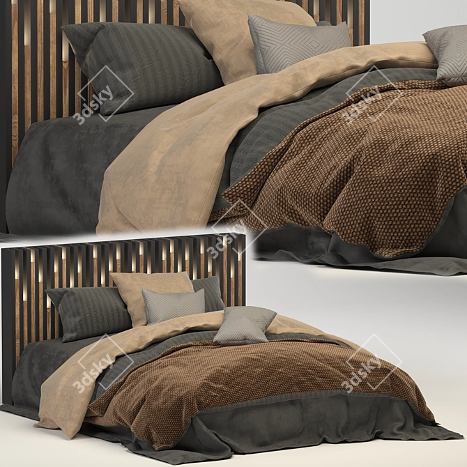 Minimalist Light Line Bed 3D model image 2